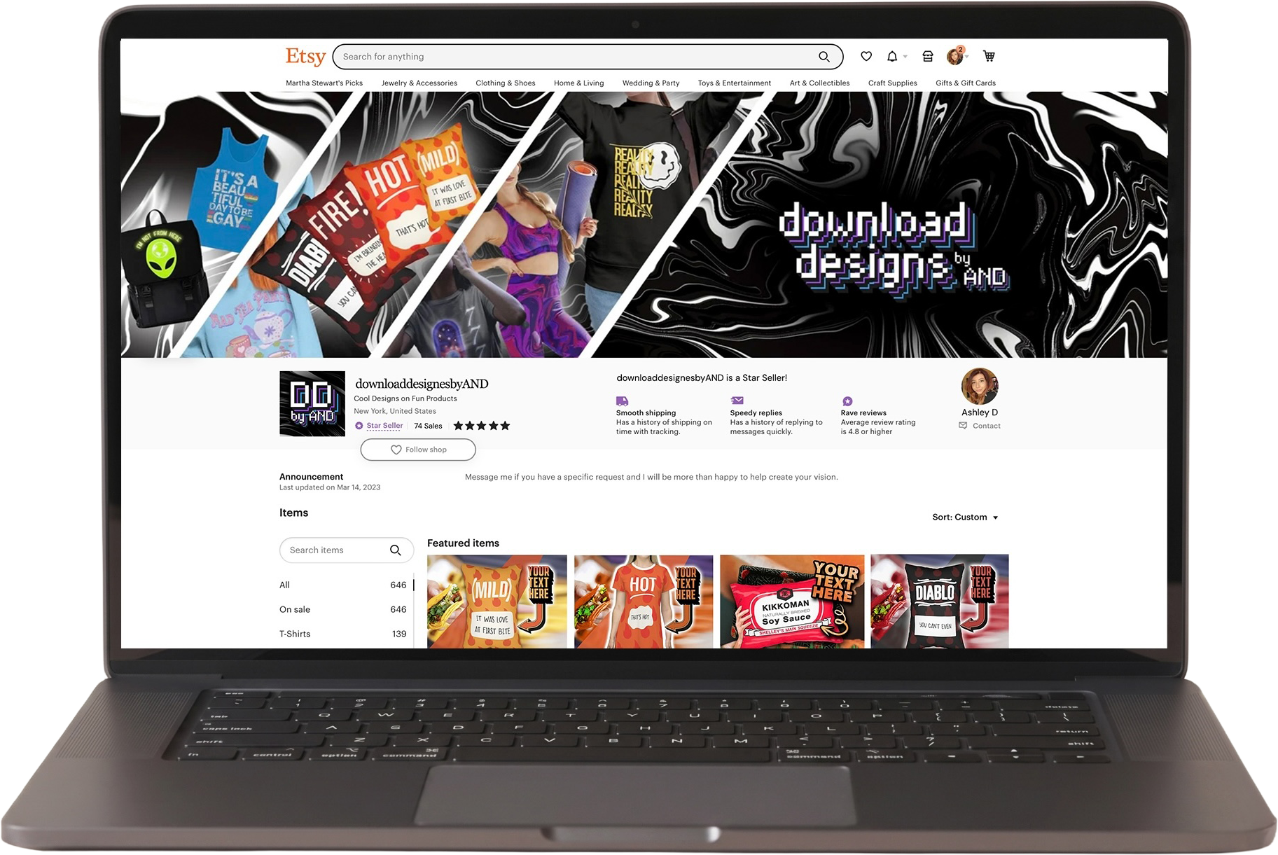 Etsy storefront