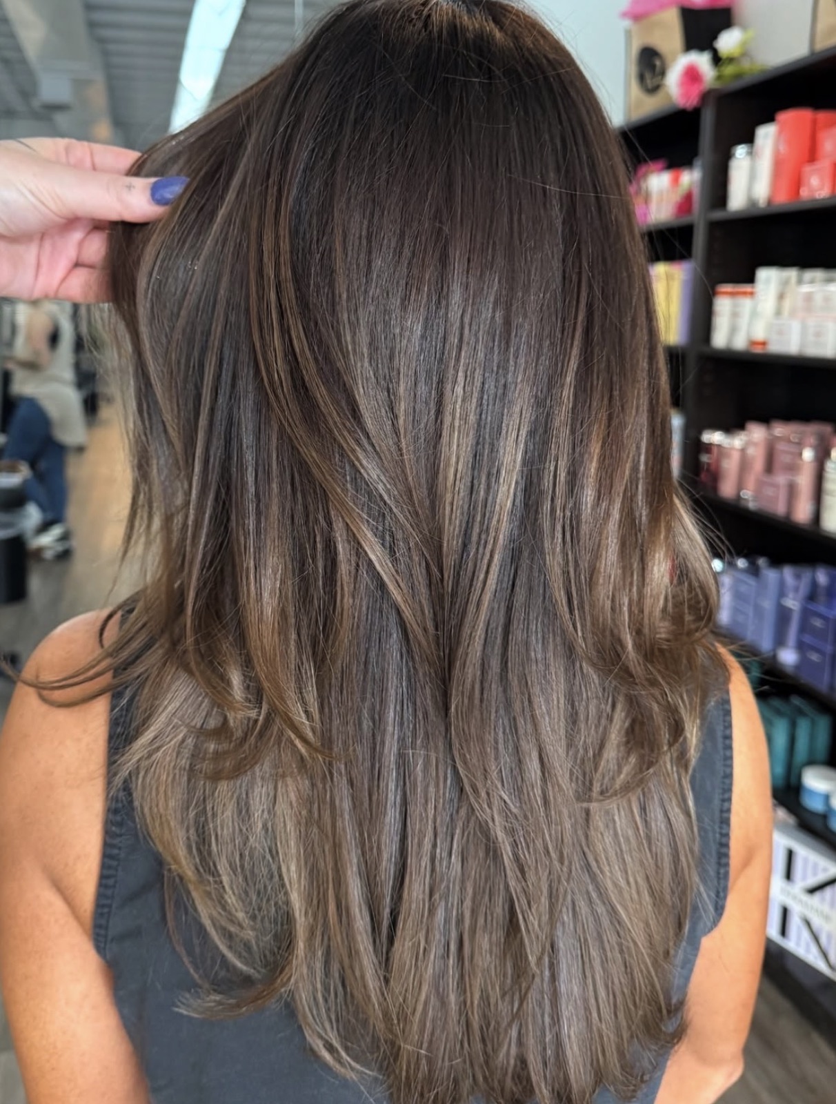 Dimensional brunette balayage after