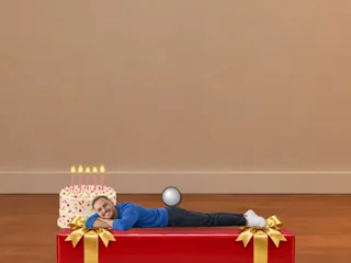 Me on a giant birthday present