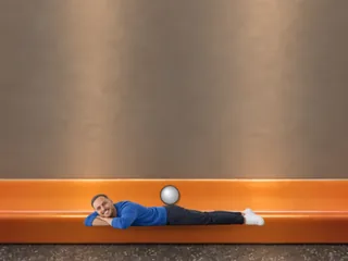 Me on a subway bench