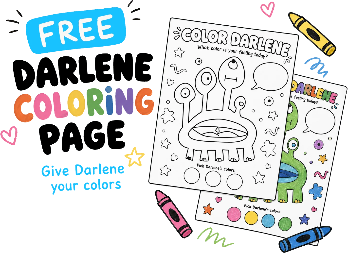 Free Darlene coloring page promo, gated behind an email download