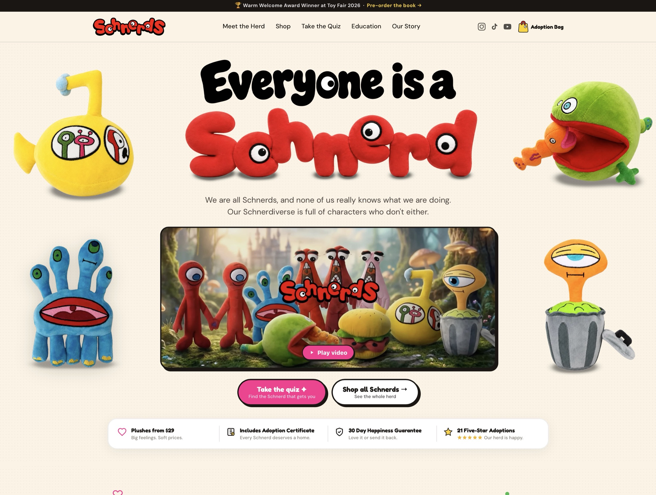 After: the redesigned Schnerds storefront hero