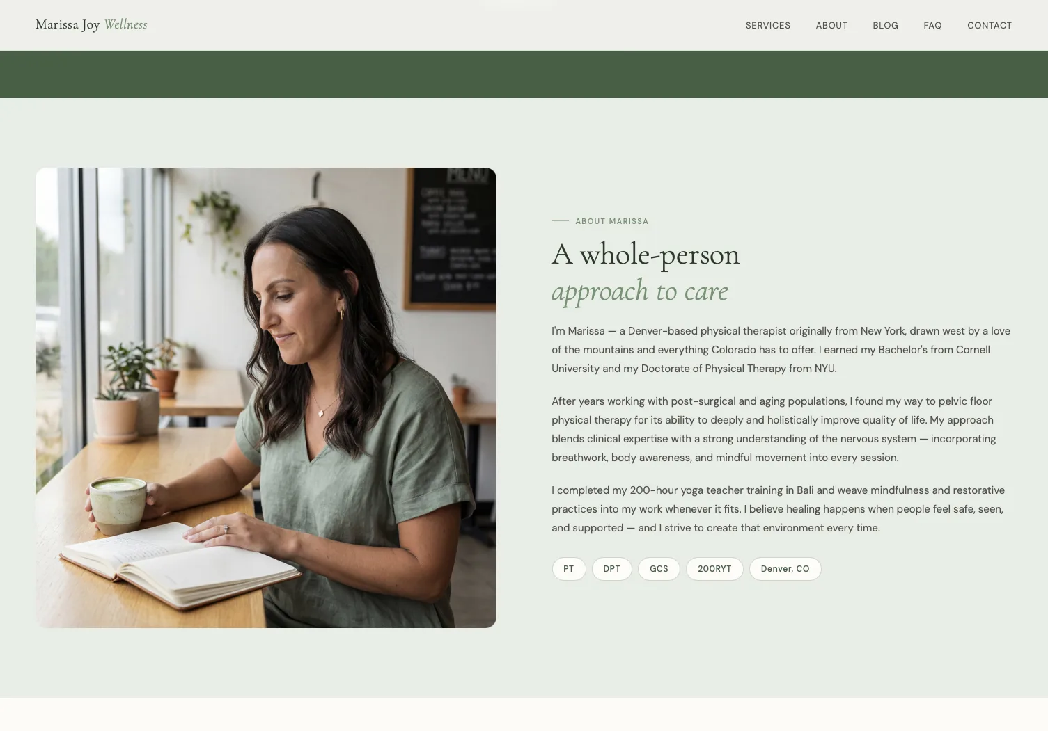 About and blog sections